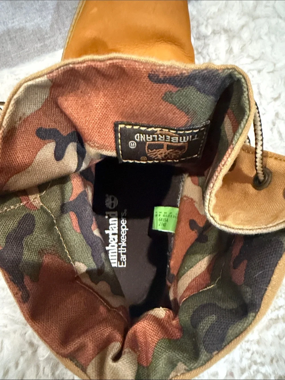 Timberland Wheat/Tan Nubuck Camo-Lined Boots - Picture 6 of 6
